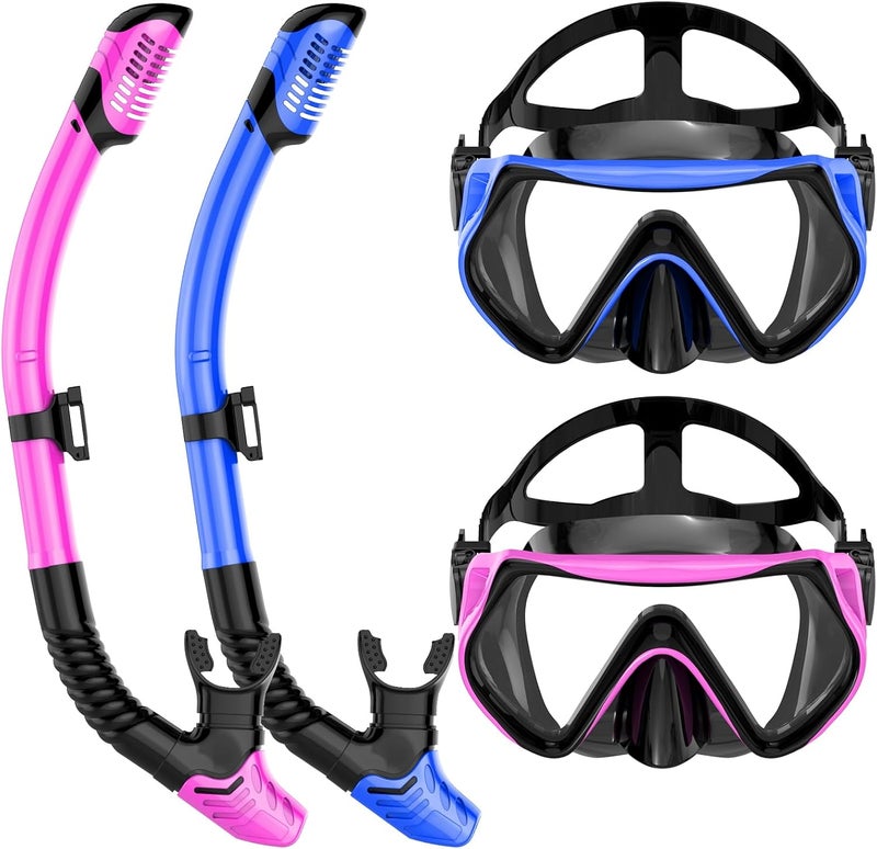 wutrye Snorkeling Gear for Adults, Dry-Top Snorkel Set Scuba Diving mask, Snorkel Mask, Panoramic Anti-Leak Anti-Fog Tempered Glass Lens, Swimming Training Snorkeling Packages - Image 1